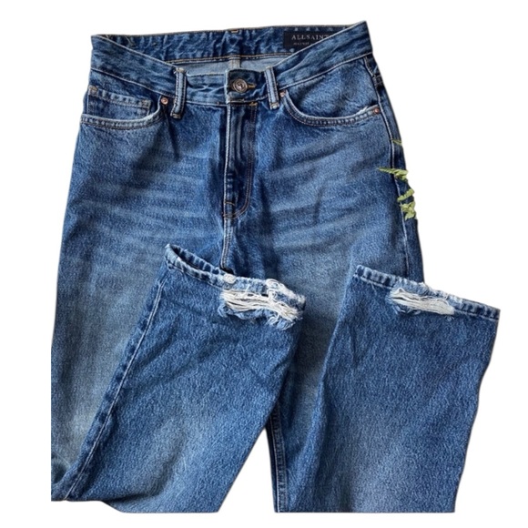 All Saints AVA - Straight - High Waist Jeans - Indigo Blue Med/Dark Sz 28 - NWOT - Picture 3 of 9